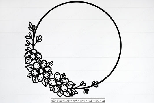 SVG | Daisy Wreath | Cutting File | Farmhouse Rustic Vintage Floral Frame | Daisy Daisies | Vinyl Stencil HTV | Pillow Tea Towel Sign dxf