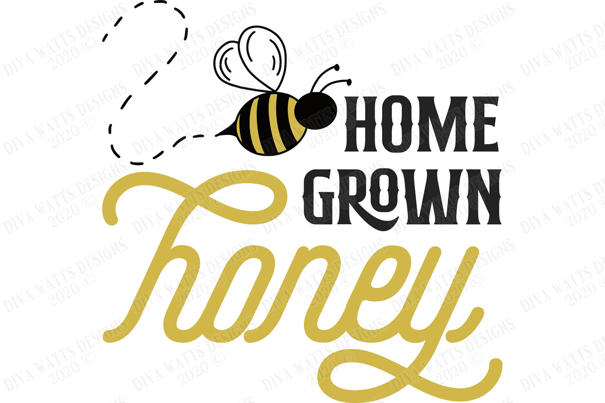 SVG | Home Grown Honey | Cutting File | Bumble Bee | Bees | Southern | DXF | Vinyl Stencil HTV | T-Shirt Shirt Tote Sign | eps ai | Cricut