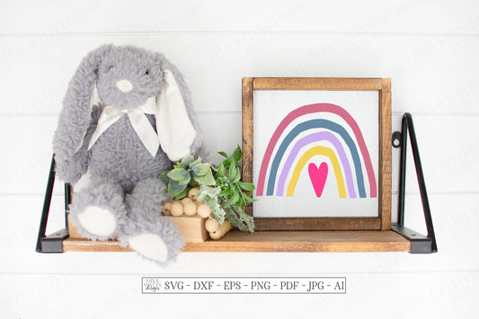 SVG | Rainbow | Cutting File | Nursery Children's Bedroom Decor Sign Wall Art | Scandinavian | Heart | Vinyl Stencil HTV | Sign | DXF eps