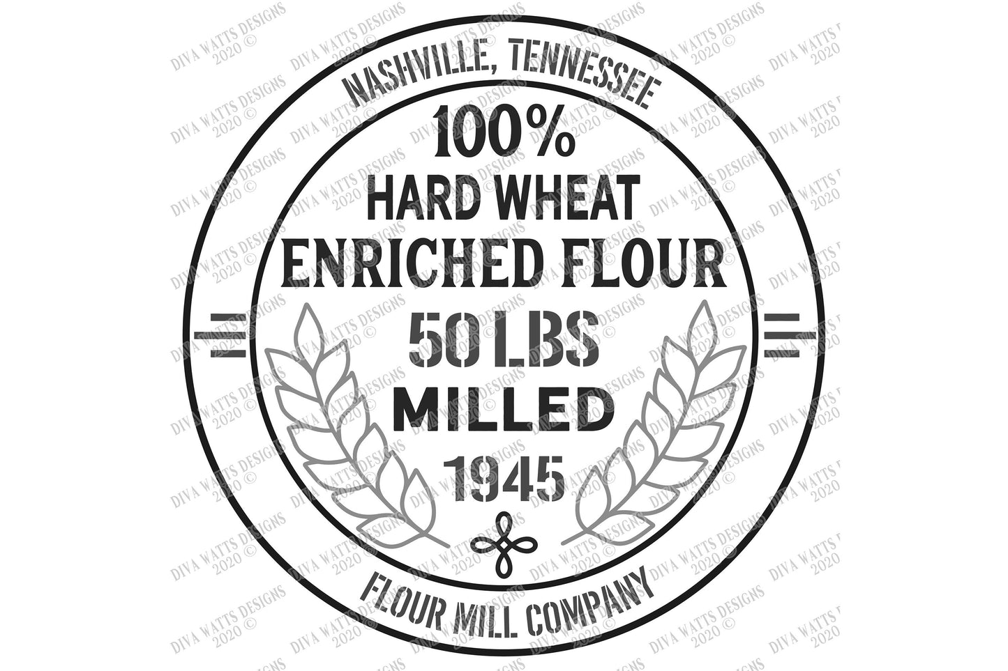 SVG | Vintage Grain Sack | Cutting File | Flour Mill Company Wheat | Vinyl Stencil HTV | Ticking Stripes | Farmhouse Kitchen Sign | dxf eps