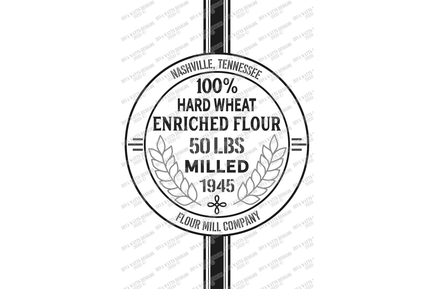 SVG | Vintage Grain Sack | Cutting File | Flour Mill Company Wheat | Vinyl Stencil HTV | Ticking Stripes | Farmhouse Kitchen Sign | dxf eps