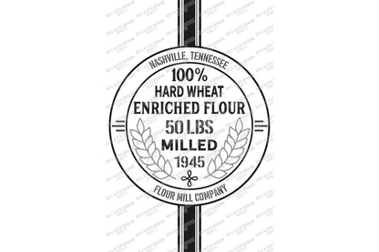 SVG | Vintage Grain Sack | Cutting File | Flour Mill Company Wheat | Vinyl Stencil HTV | Ticking Stripes | Farmhouse Kitchen Sign | dxf eps