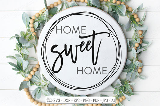 Home Sweet Home | Farmhouse SVG | Printable Wall Decor | Rustic Sign | Round Door Decor
