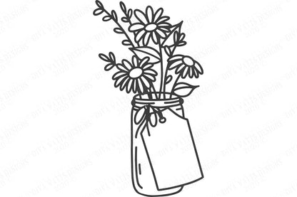 SVG | Mason Jar Daisies Arrangement | Cutting File | Daisy Bouquet | Flowers | Farmhouse Sign | Vinyl Stencil HTV | dxf eps | Customize Tag