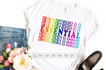 SVG | Essential | Cutting File | Stacked Mirrored Rainbow | Vinyl Stencil HTV | Shirt | Healthcare Restaurant Grocery Employees & More | dxf
