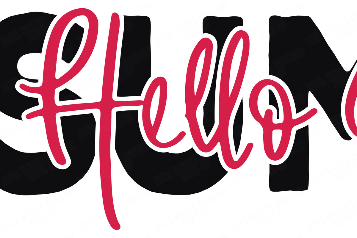 SVG | Hello Summertime | Summer | Cutting File | Vinyl Stencil HTV | Farmhouse Sign | Greeting | Front Porch | Door | Mat | eps dxf | Script