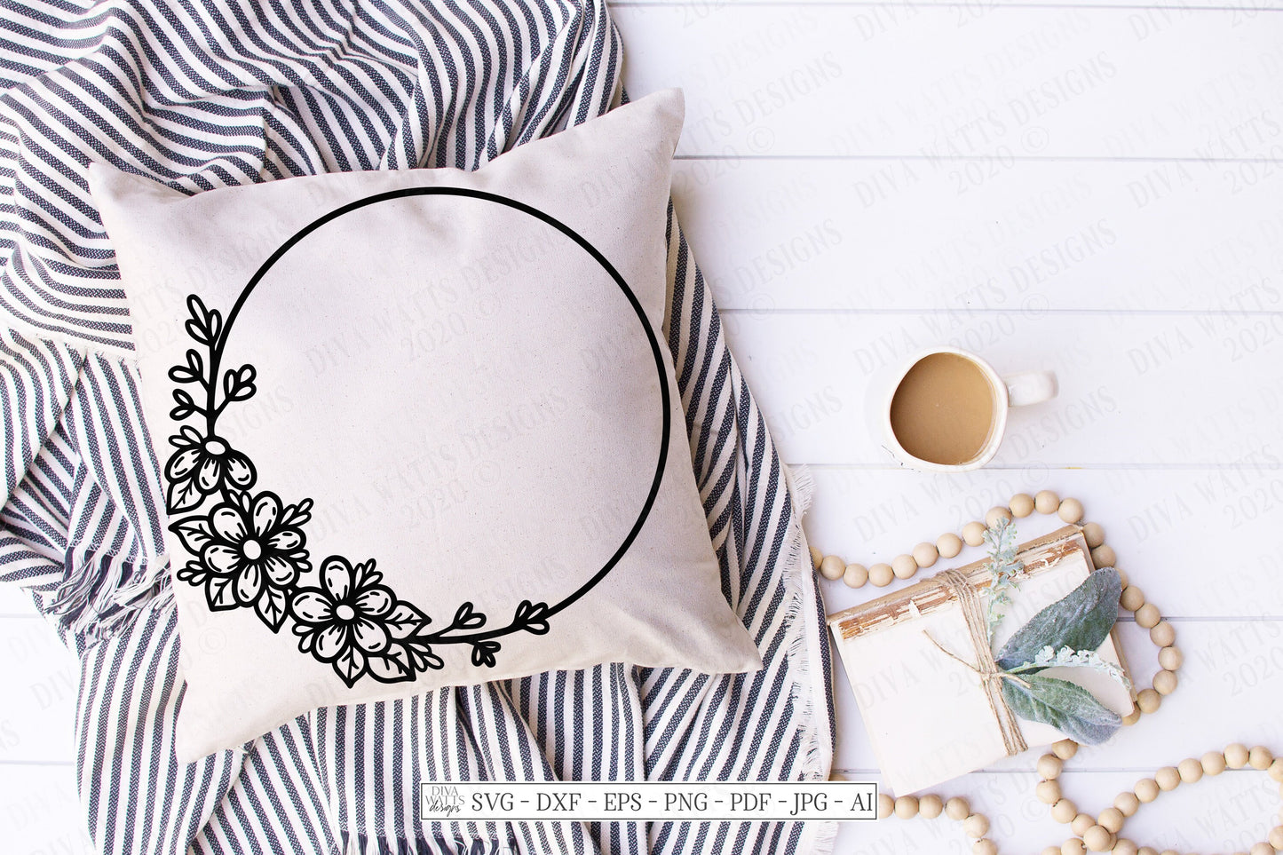 SVG | Daisy Wreath | Cutting File | Farmhouse Rustic Vintage Floral Frame | Daisy Daisies | Vinyl Stencil HTV | Pillow Tea Towel Sign dxf