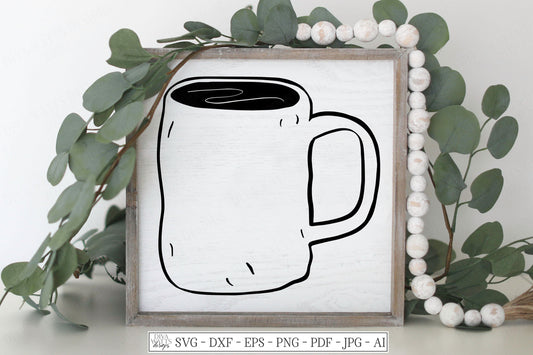 SVG | Farmhouse Lumpy Mug | Cutting File | Rustic Coffee Cup | Vinyl Stencil htv | dxf eps | Sign Shirt Tea Towel | Kitchen Dining Room