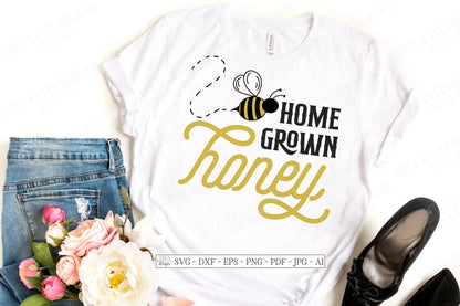 SVG | Home Grown Honey | Cutting File | Bumble Bee | Bees | Southern | DXF | Vinyl Stencil HTV | T-Shirt Shirt Tote Sign | eps ai | Cricut