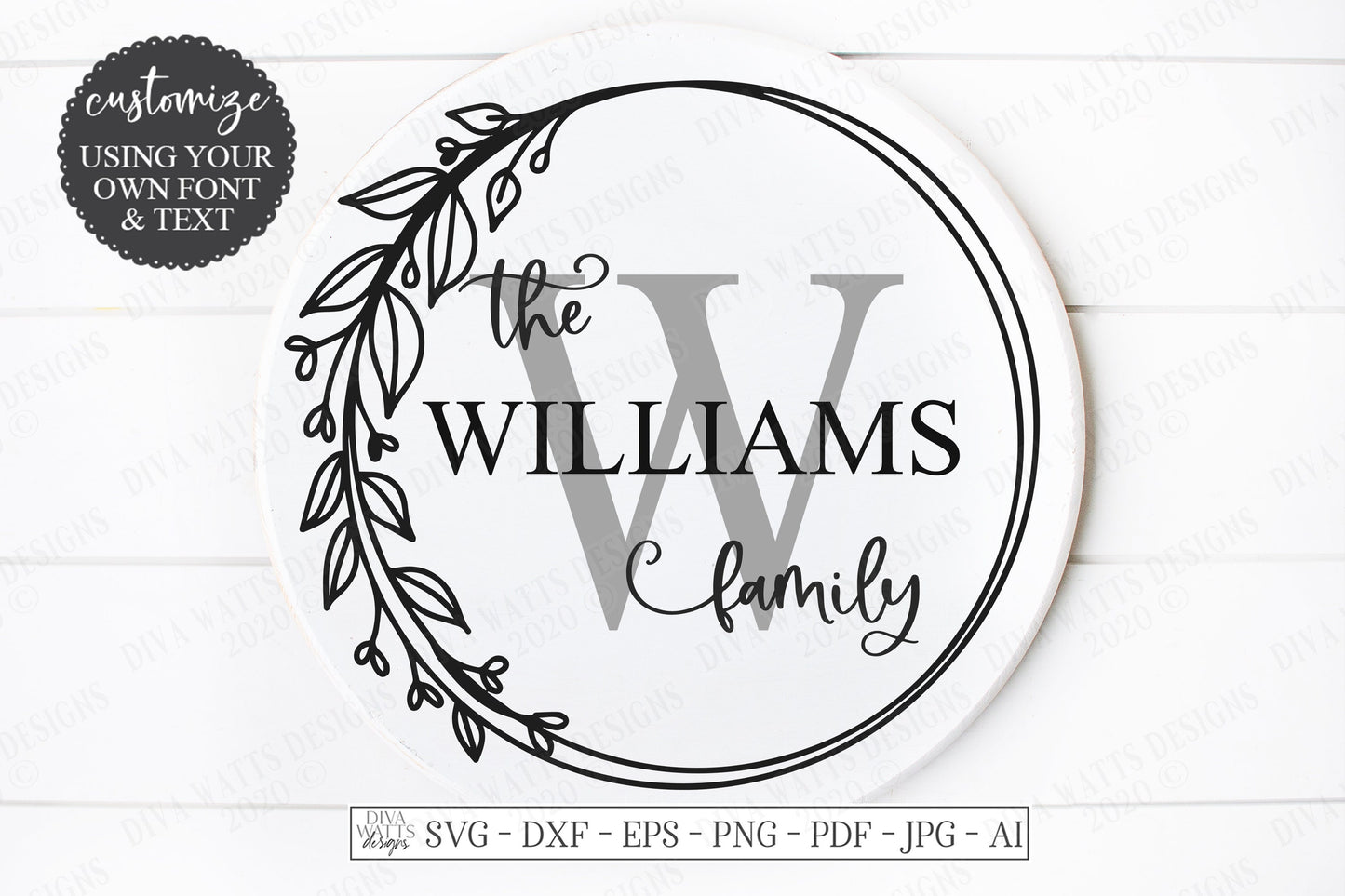 SVG Family Monogram Sign | Cutting File | Last Name | Add Your Text & Font | Customize Personalize | Vinyl Stencil HTV Instant Download PNG