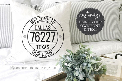 SVG | Vintage Postmark Customize Zip Code | Cutting File | City State | Farmhouse Rustic Industrial | eps ai | Vinyl Stencil HTV | Sign