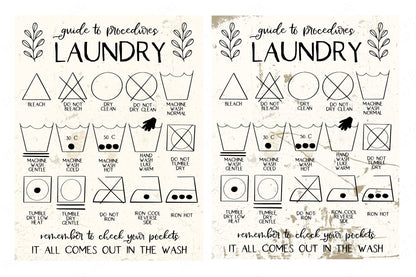 Laundry Procedures | Farmhouse Rustic Style Sign for Laundry Room | Cut Files and Printables | SVG DXF pdf jpg and more!