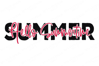 SVG | Hello Summertime | Summer | Cutting File | Vinyl Stencil HTV | Farmhouse Sign | Greeting | Front Porch | Door | Mat | eps dxf | Script