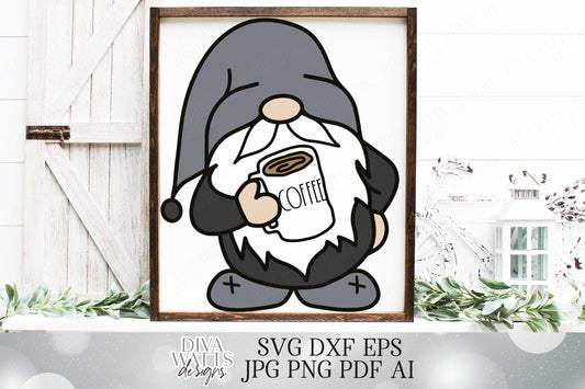 Farmhouse Coffee Gnome SVG | 4 Versions of Gnome Including Glowforge Ready file!