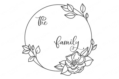 Magnolia Wreath Family Last Name Cutting File | SVG DXF | Pillow Sign Tote | Farmhouse Rustic Vintage Style | Cricut SVG | Silhouette svg