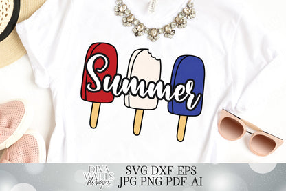 Summer Pops Cutting File | SVG DXF | Ice Cream | Shirt Sign Tote | Summertime | Cricut SVG | Silhouette dxf | Fun | Layered | Clipart | eps