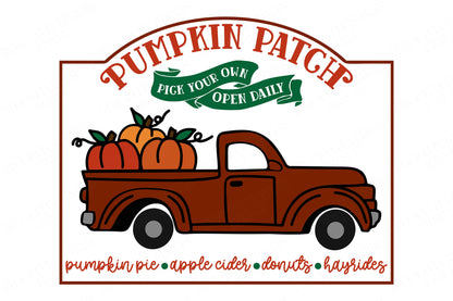 Pumpkin Patch | Farmhouse Truck | Cutting Files and Printables | SVG DXF JPG and More! | Autumn Fall Sign