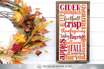 Fall / Autumn Subway Art | Cutting File and Printable | Cricut SVG | Silhouette DXF | PDF and More! | Halloween | Thanksgiving | Sign