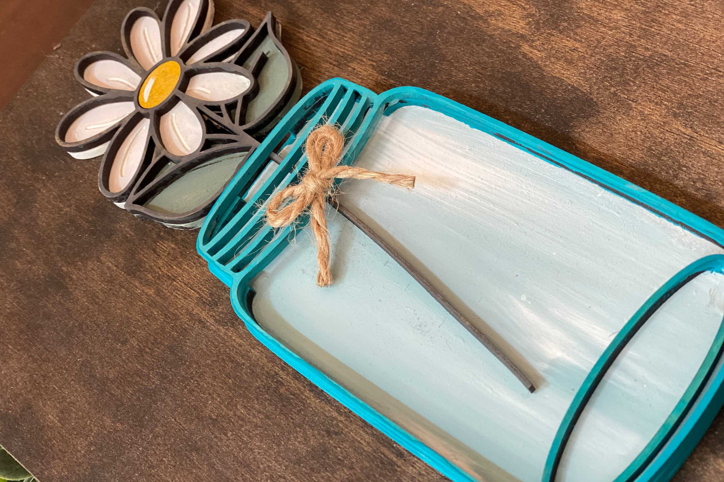 Mason Jar with Daisy Laser Cutting Design | Glowforge SVG | 3D Layered Design | Flower In Jar Cut File