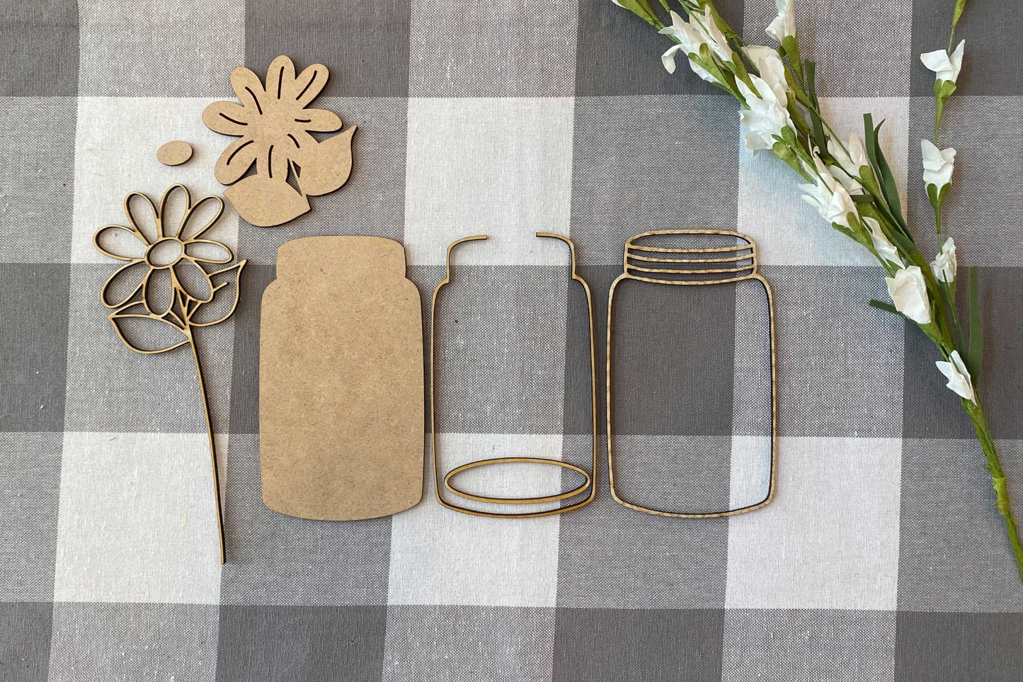 Mason Jar with Daisy Laser Cutting Design | Glowforge SVG | 3D Layered Design | Flower In Jar Cut File