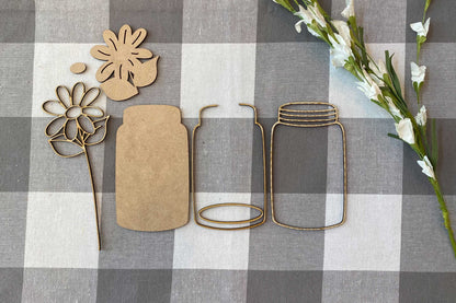 Mason Jar with Daisy Laser Cutting Design | Glowforge SVG | 3D Layered Design | Flower In Jar Cut File