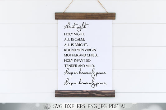 Silent Night | Christian Christmas Hymn | Lyrics | Cutting File | All Is Calm All Is Bright | SVG DXF and More!