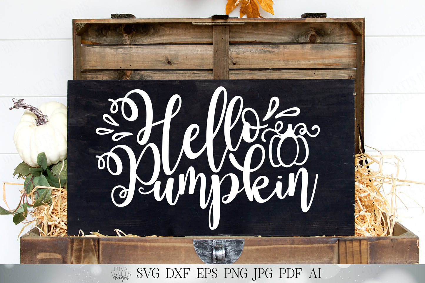 Hello Pumpkin | Fall / Autumn Design| Halloween Thanksgiving Design | Welcome Greeting Design | SVG DXF and More!