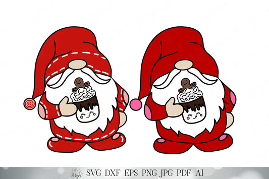 Christmas Gnome | Cutting Files and Printable | Marshmallow Mug Gingerbread Topper | SVG DXF and More!