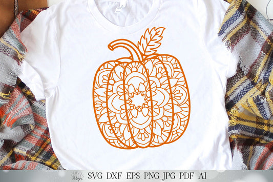 Mandala Pumpkin | Fall Autumn Design | Shirt SVG | Sign SVG | Cutting Files and Printable | DXF and More | Thanksgiving Design