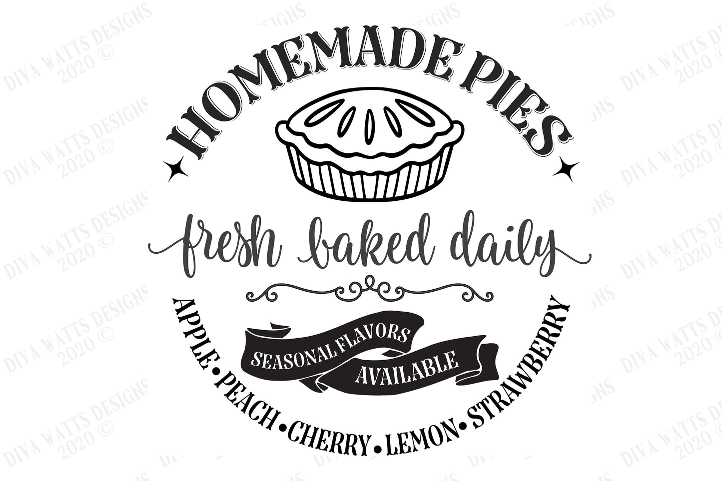 Homemade Pies Farmhouse Kitchen Sign | Round Sign | Cutting File | SVG DXF and More!