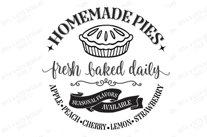 Homemade Pies Farmhouse Kitchen Sign | Round Sign | Cutting File | SVG DXF and More!