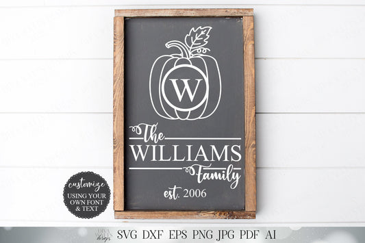 Fall Monogram Wreath | Customize With Your Monogram and Last Name | Cutting File and Printable | SVG DXF and More