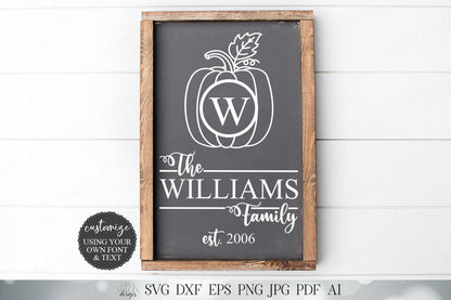 Fall Monogram Wreath | Customize With Your Monogram and Last Name | Cutting File and Printable | SVG DXF and More