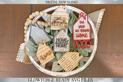 3D Houses with Vertical & Horizontal Shiplap | Farmhouse | Home | Christmas Ornament | Glowforge | Cutting File | SVG Set | Tiered Tray