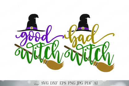 Good Witch Bad Witch | Cutting Files Set of Two Designs | Halloween Shirt | Halloween Sign | Couple & Friends Shirts | SVG DXF More