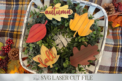 Shiplap Fall Leaves Laser Cutting File | Autumn Leaves | Glowforge | Cutting File | SVG Fall Leaf Set