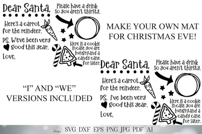 Dear Santa Christmas Eve Snack Mat or Tray | I and We Versions | Christmas SVG | Printable and More!