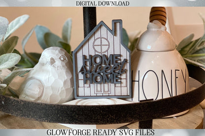 3D Houses with Vertical & Horizontal Shiplap | Farmhouse | Home | Christmas Ornament | Glowforge | Cutting File | SVG Set | Tiered Tray