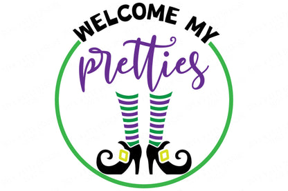 Welcome My Pretties | Halloween SVG | Witch SVG | Wreath SVG | Happy Halloween svg | dxf and more!