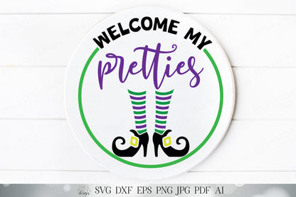 Welcome My Pretties | Halloween SVG | Witch SVG | Wreath SVG | Happy Halloween svg | dxf and more!