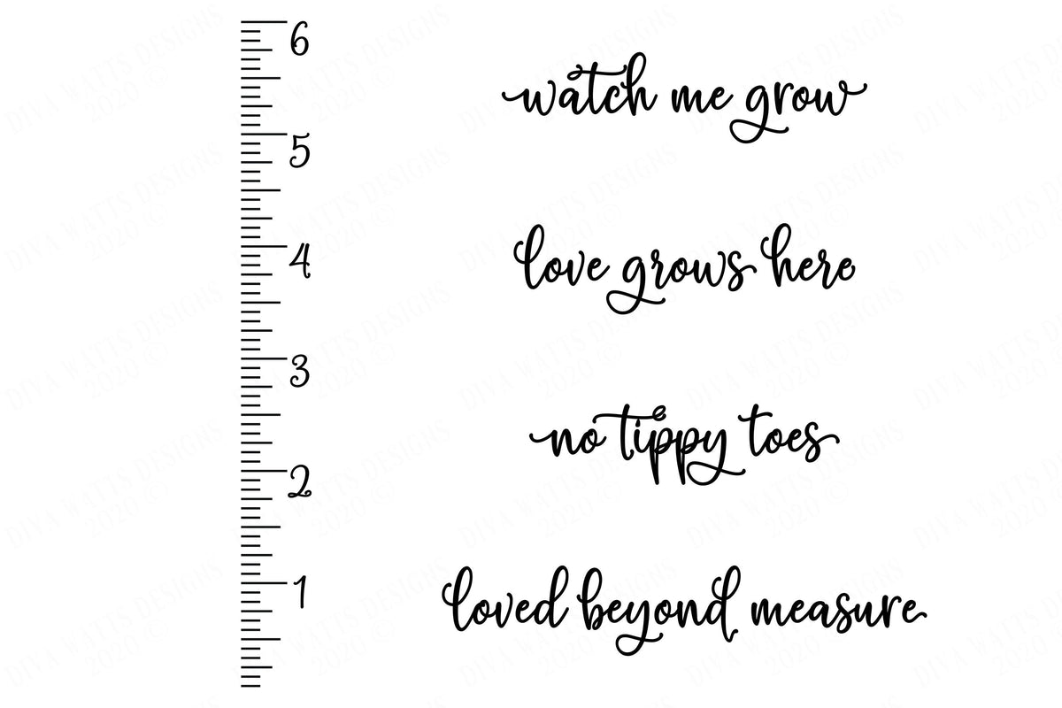 Growth Chart Ruler Cutting File | Watch Me Grow | Loved Beyond Measure | Love Grows Here | SVG DXF EPS | Cricut & Silhouette Design