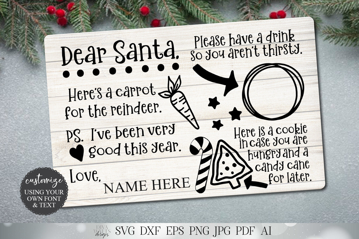 Dear Santa Christmas Eve Snack Mat or Tray | I and We Versions | Christmas SVG | Printable and More!