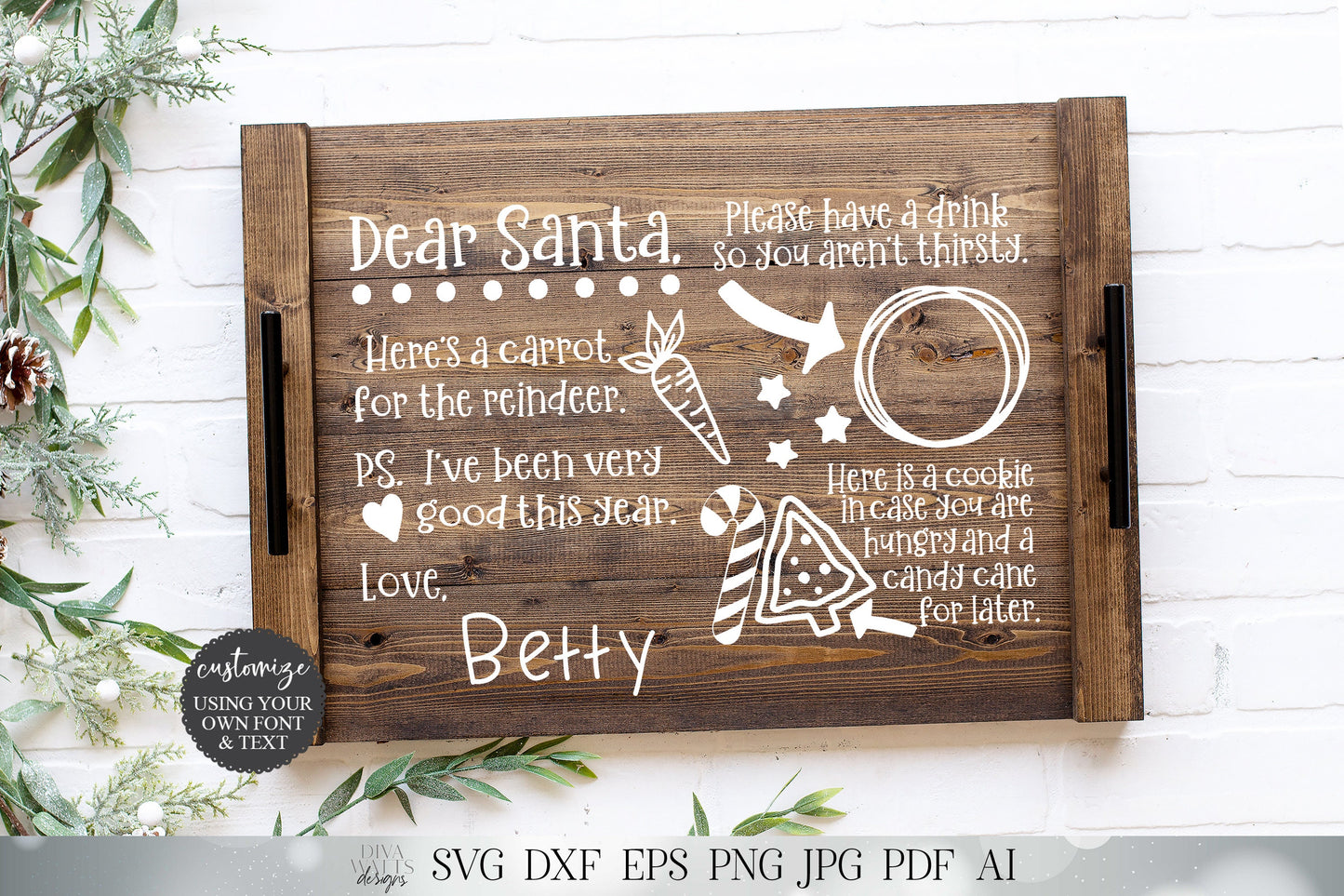 Dear Santa Christmas Eve Snack Mat or Tray | I and We Versions | Christmas SVG | Printable and More!