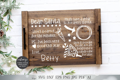 Dear Santa Christmas Eve Snack Mat or Tray | I and We Versions | Christmas SVG | Printable and More!