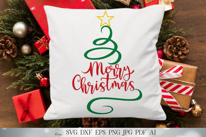 Merry Christmas Swirling Tree SVG | Winter Design