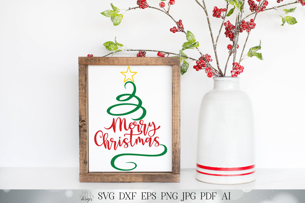 Merry Christmas Swirling Tree SVG | Winter Design
