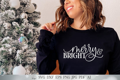 Merry & Bright SVG | Christmas SVG | Christmas Tree SVG | Farmhouse svg | dxf and more! | Printable