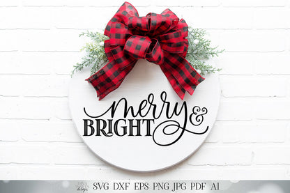 Merry & Bright SVG | Christmas SVG | Christmas Tree SVG | Farmhouse svg | dxf and more! | Printable