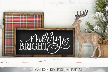 Merry & Bright SVG | Christmas SVG | Christmas Tree SVG | Farmhouse svg | dxf and more! | Printable