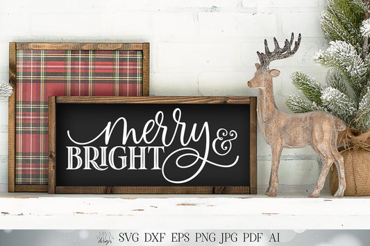Merry & Bright SVG | Christmas SVG | Christmas Tree SVG | Farmhouse svg | dxf and more! | Printable